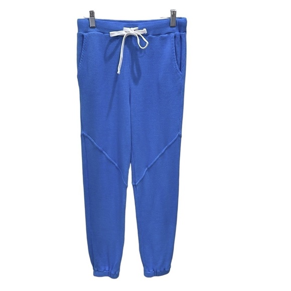 NWOT Monrow Thermal High Waisted Joggers Bright Blue SZ S - Picture 1 of 4
